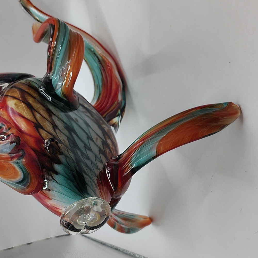 Hudson Glass Company Gorgeous Large Angel Fish Blown Glass Sculpture 14"L x 12"H - Picture 2 of 9